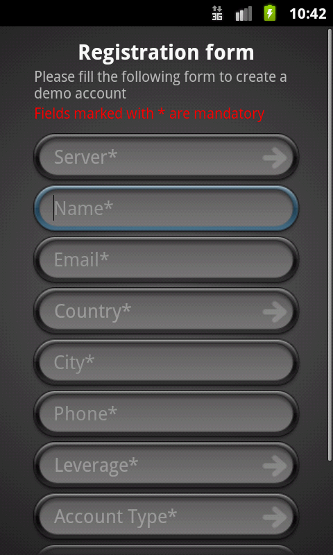 Android Trader Opening a demo account
