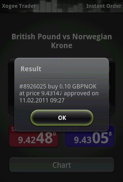 AndroidTrader Order Confirmation
