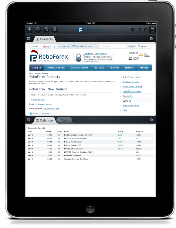 iPad Trader Calendar