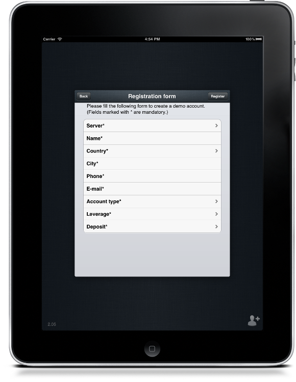 iPad Trader Opening a demo account
