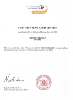 ROBOFOREX LP certificate of registration number is 2538375