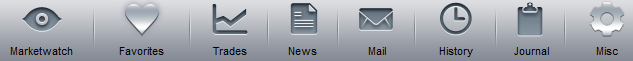 WebTrader Main Tabs