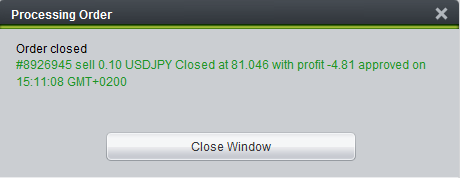 WebTrader Modify/Close an Order